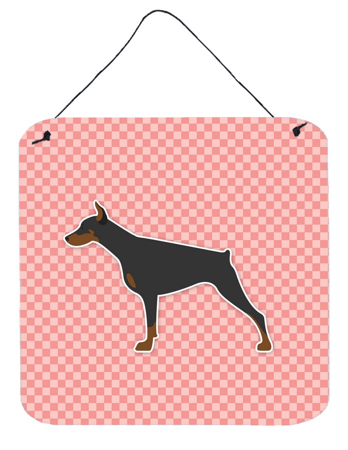 Doberman Pinscher Checkerboard Pink Wall or Door Hanging Prints