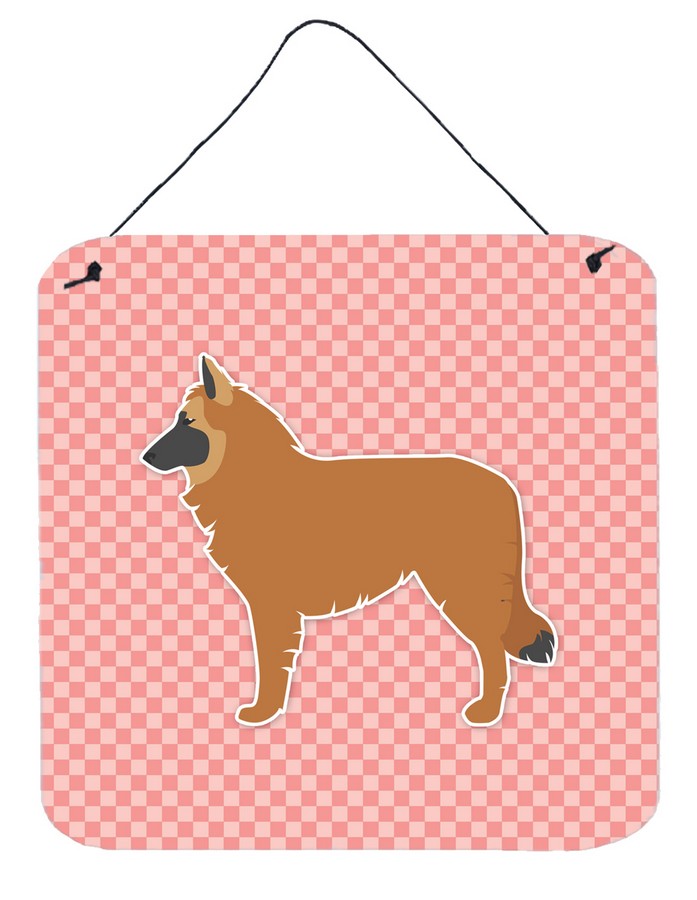 Belgian Shepherd Checkerboard Pink Wall or Door Hanging Prints