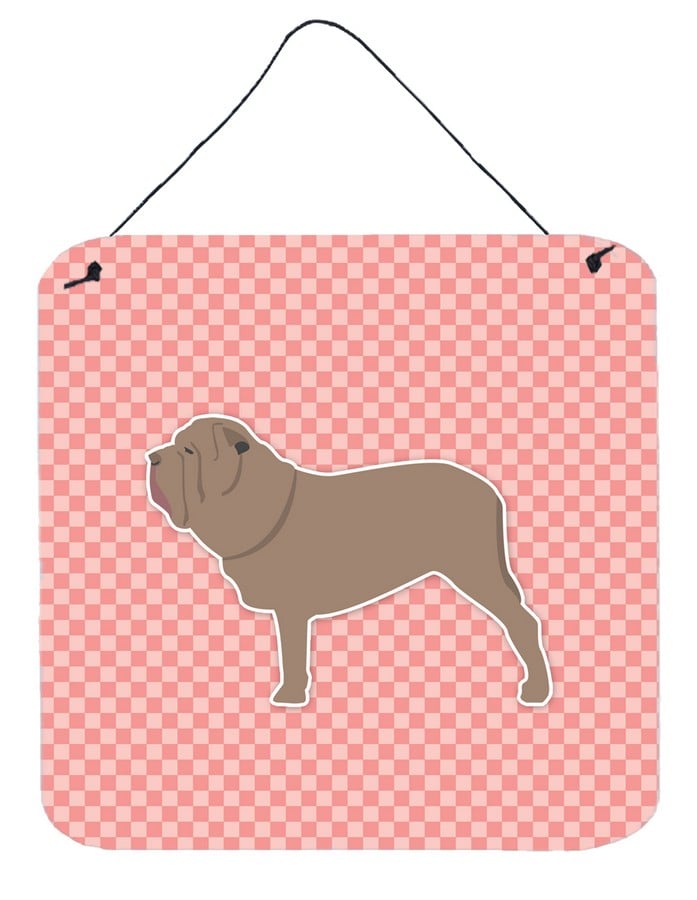 Neapolitan Mastiff Checkerboard Pink Wall or Door Hanging Prints