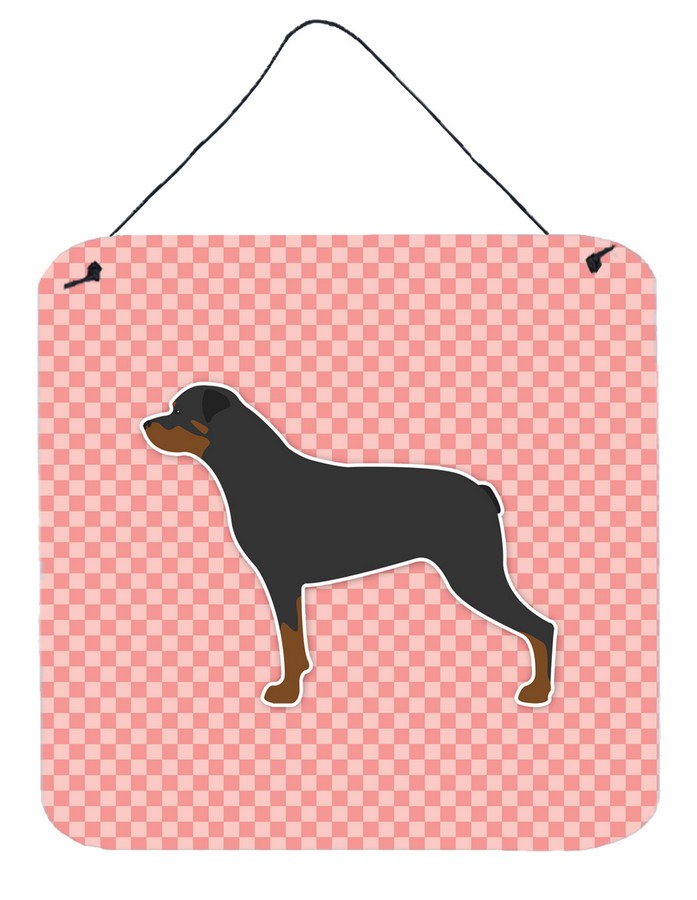 Rottweiler Checkerboard Pink Wall or Door Hanging Prints