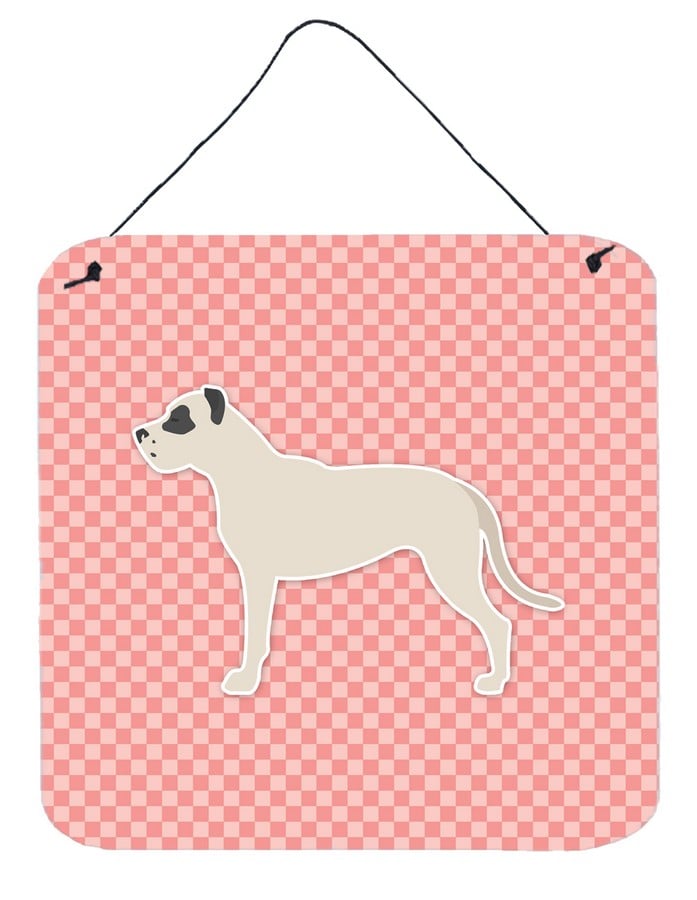 Dogo Argentino Checkerboard Pink Wall or Door Hanging Prints