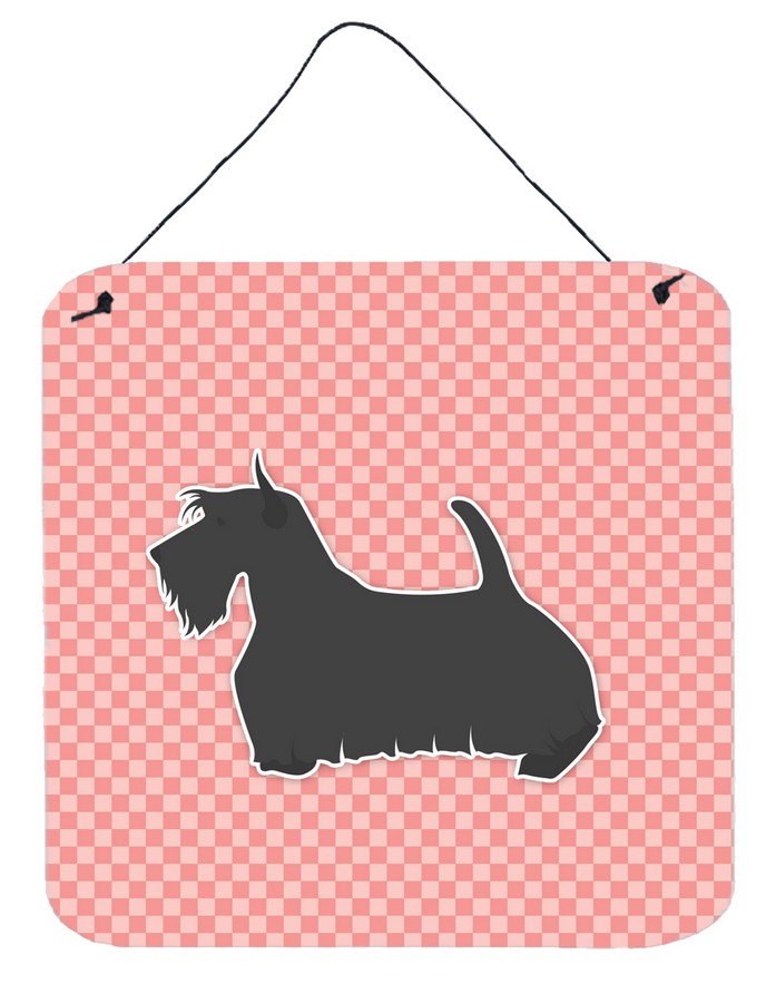 Scottish Terrier Checkerboard Pink Wall or Door Hanging Prints