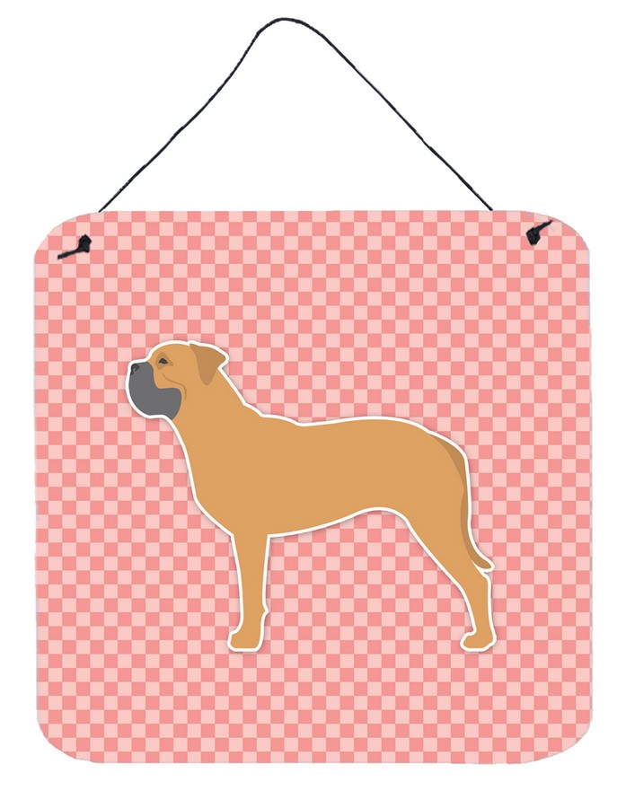 Bullmastiff Checkerboard Pink Wall or Door Hanging Prints