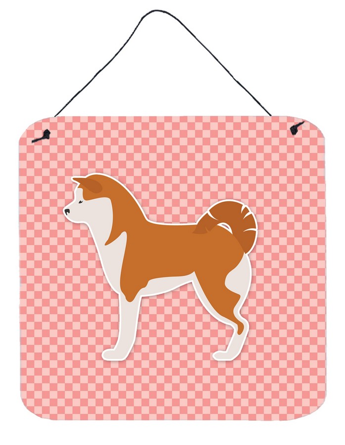 Akita Checkerboard Pink Wall or Door Hanging Prints