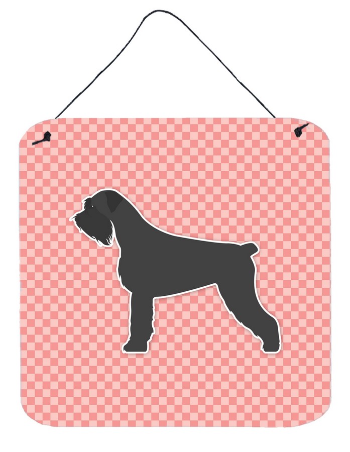 Giant Schnauzer Checkerboard Pink Wall or Door Hanging Prints