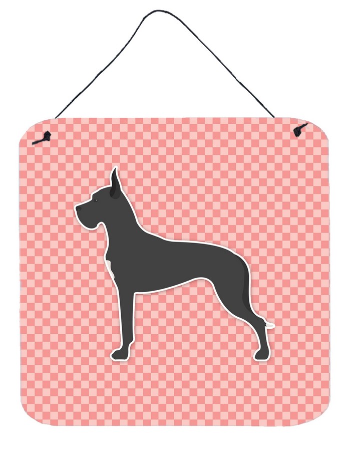 Great Dane Checkerboard Pink Wall or Door Hanging Prints