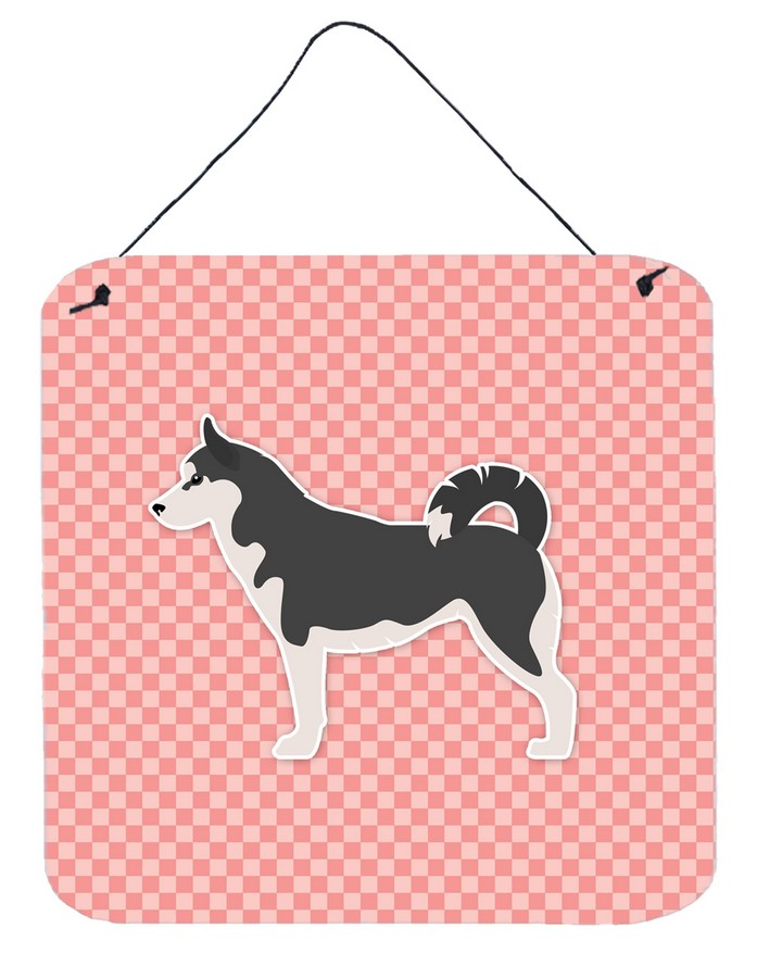 Siberian Husky Checkerboard Pink Wall or Door Hanging Prints
