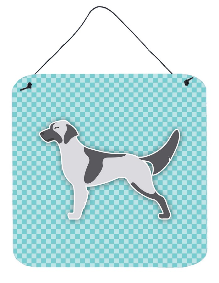 English Setter Checkerboard Blue Wall or Door Hanging Prints