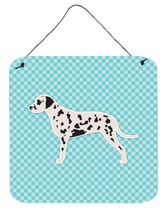 Dalmatian Checkerboard Blue Wall or Door Hanging Prints
