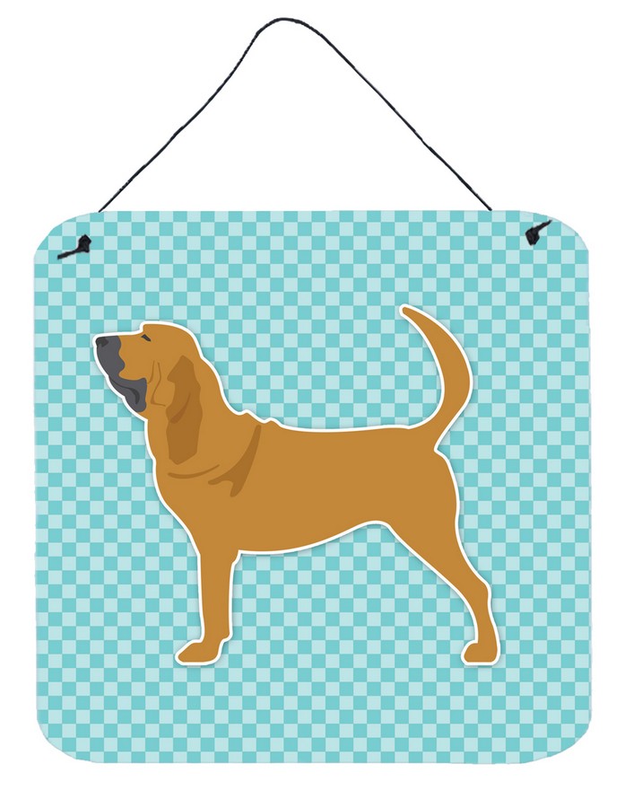 Bloodhound Checkerboard Blue Wall or Door Hanging Prints