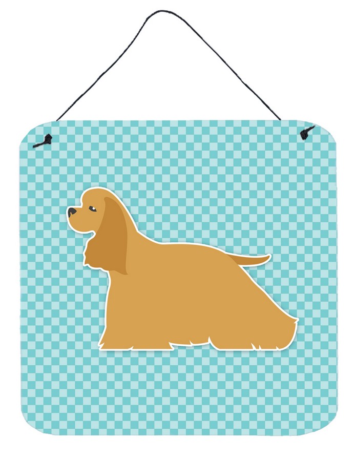 Cocker Spaniel Checkerboard Blue Wall or Door Hanging Prints