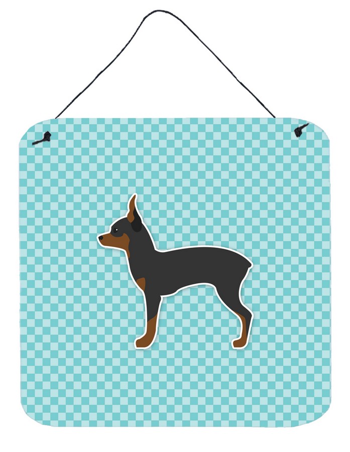 Toy Fox Terrier Checkerboard Blue Wall or Door Hanging Prints