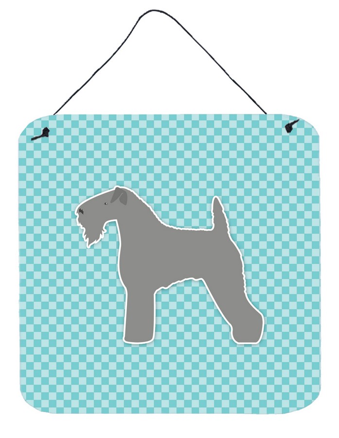 Kerry Blue Terrier Checkerboard Blue Wall or Door Hanging Prints