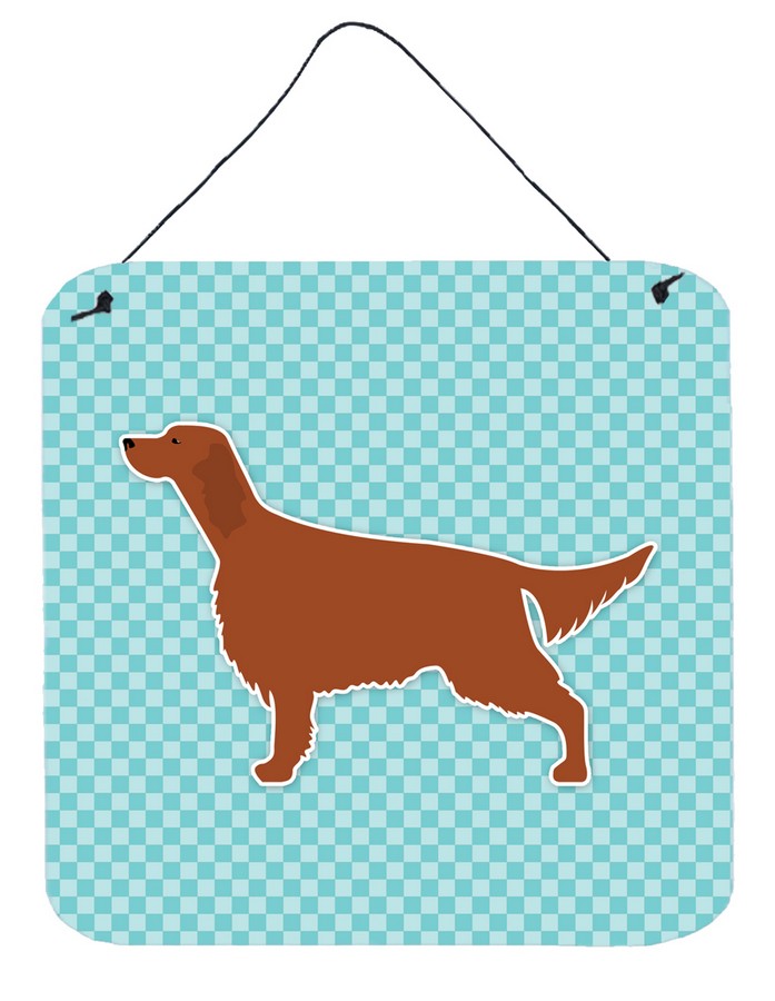 Irish Setter Checkerboard Blue Wall or Door Hanging Prints