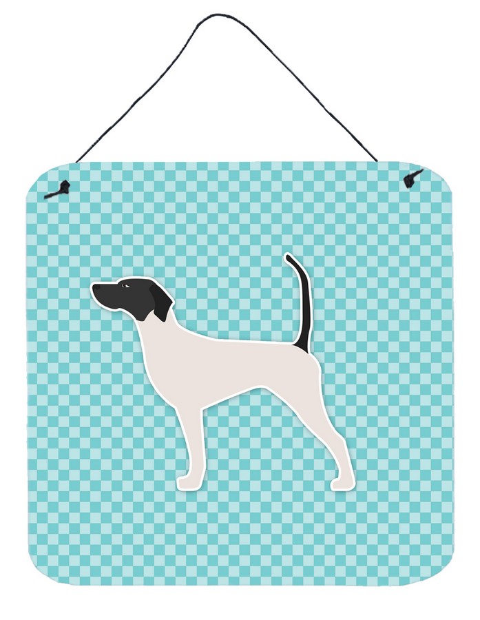 English Pointer Checkerboard Blue Wall or Door Hanging Prints