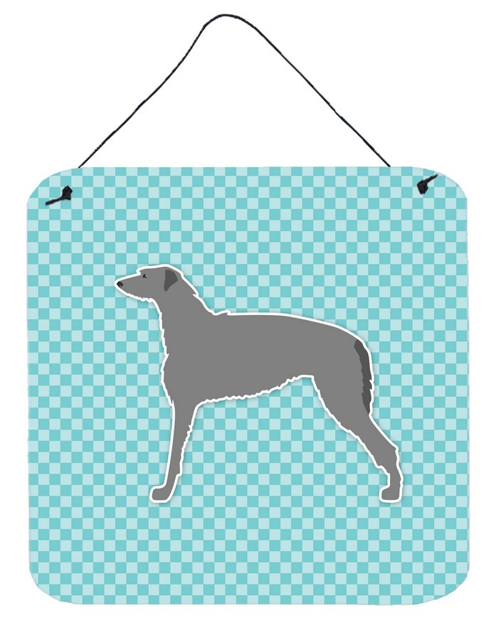 Scottish Deerhound Checkerboard Blue Wall or Door Hanging Prints