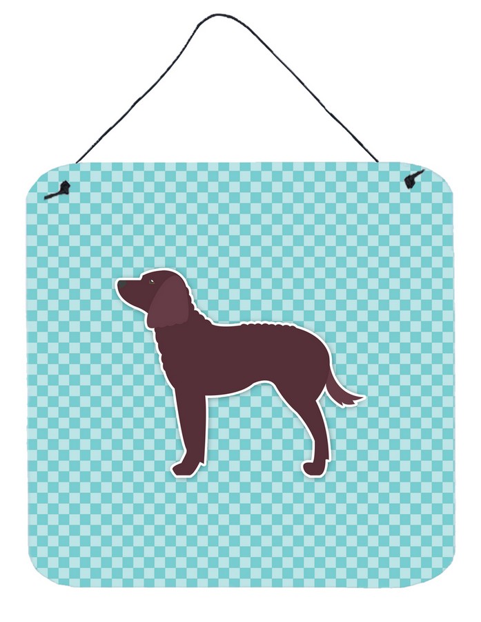 American Water Spaniel Checkerboard Blue Wall or Door Hanging Prints