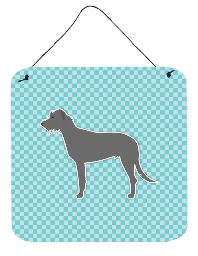 Irish Wolfhound Checkerboard Blue Wall or Door Hanging Prints