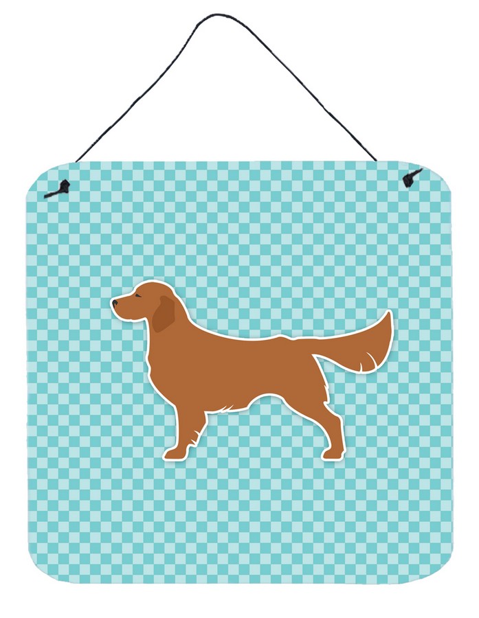 Golden Retriever Checkerboard Blue Wall or Door Hanging Prints