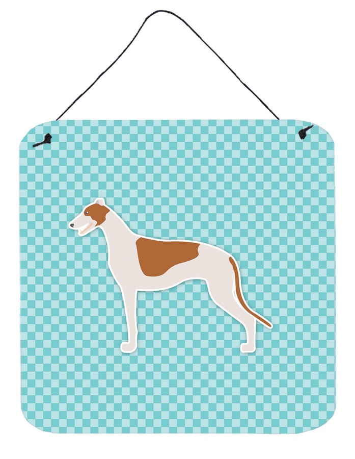 Greyhound Checkerboard Blue Wall or Door Hanging Prints
