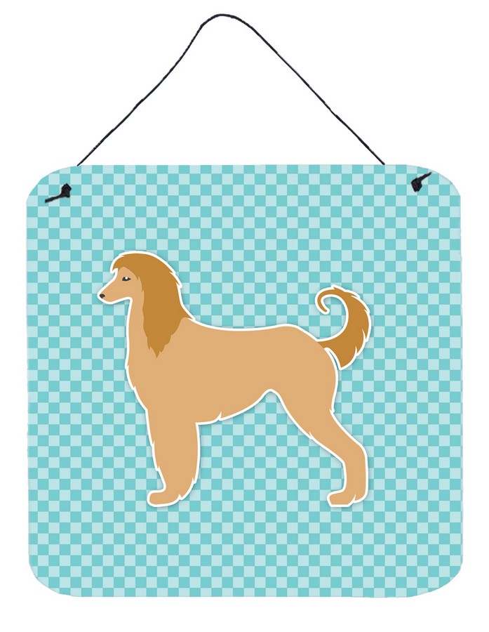 Afghan Hound Checkerboard Blue Wall or Door Hanging Prints