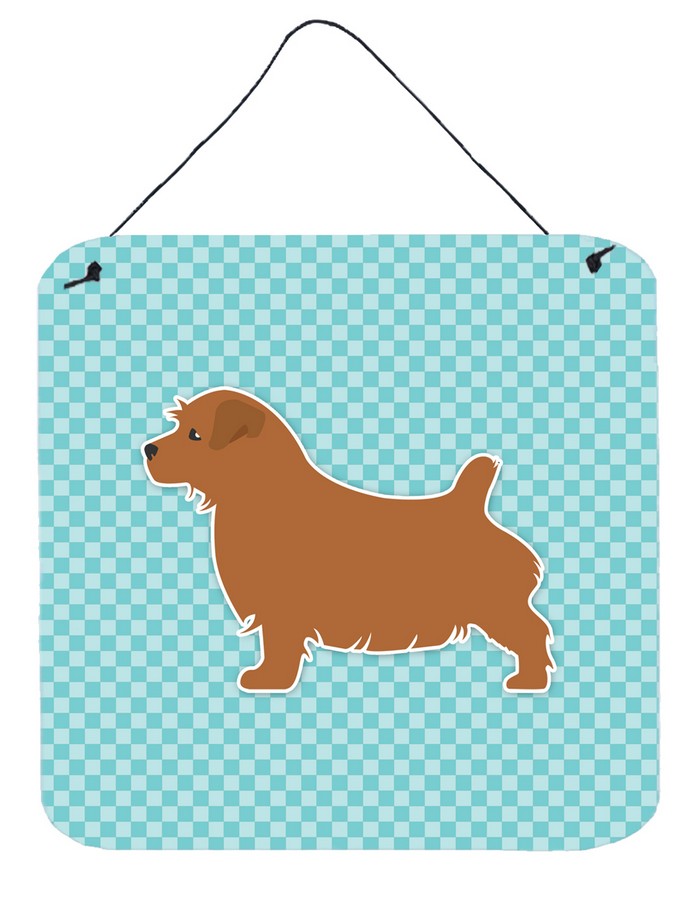 Norfolk Terrier Checkerboard Blue Wall or Door Hanging Prints