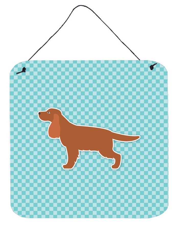 English Cocker Spaniel Checkerboard Blue Wall or Door Hanging Prints