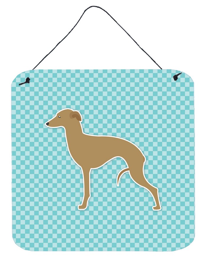 Italian Greyhound Checkerboard Blue Wall or Door Hanging Prints