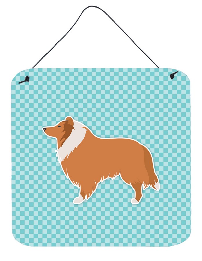 BB3716DS66 Collie Checkerboard Blue Wall or Door Hanging Prints