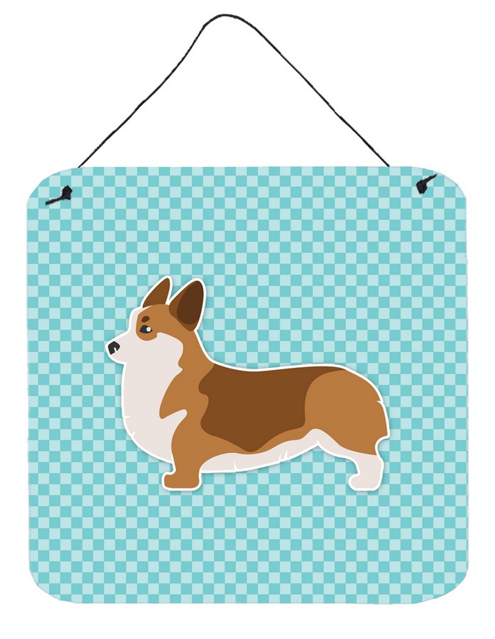 Corgi Checkerboard Blue Wall or Door Hanging Prints
