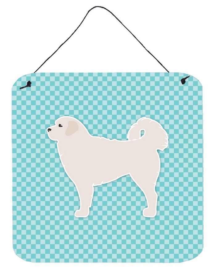 Polish Tatra Sheepdog Checkerboard Blue Wall or Door Hanging Prints