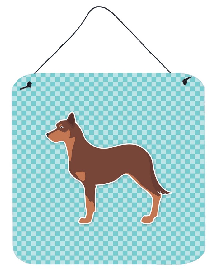 Australian Kelpie Dog Checkerboard Blue Wall or Door Hanging Prints