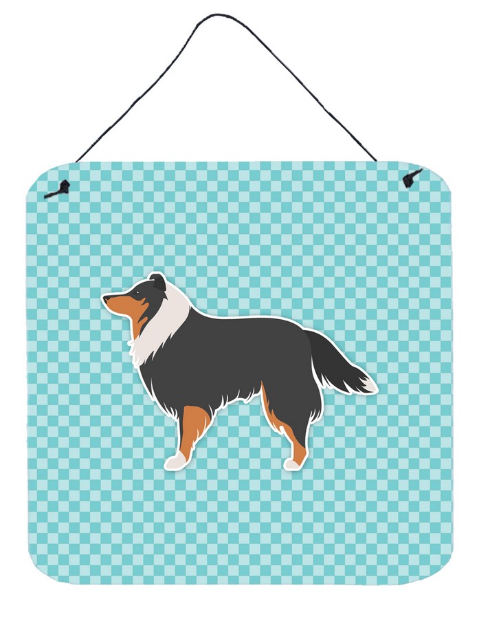 Sheltie & Shetland Sheepdog Checkerboard Blue Wall or Door Hanging Prints