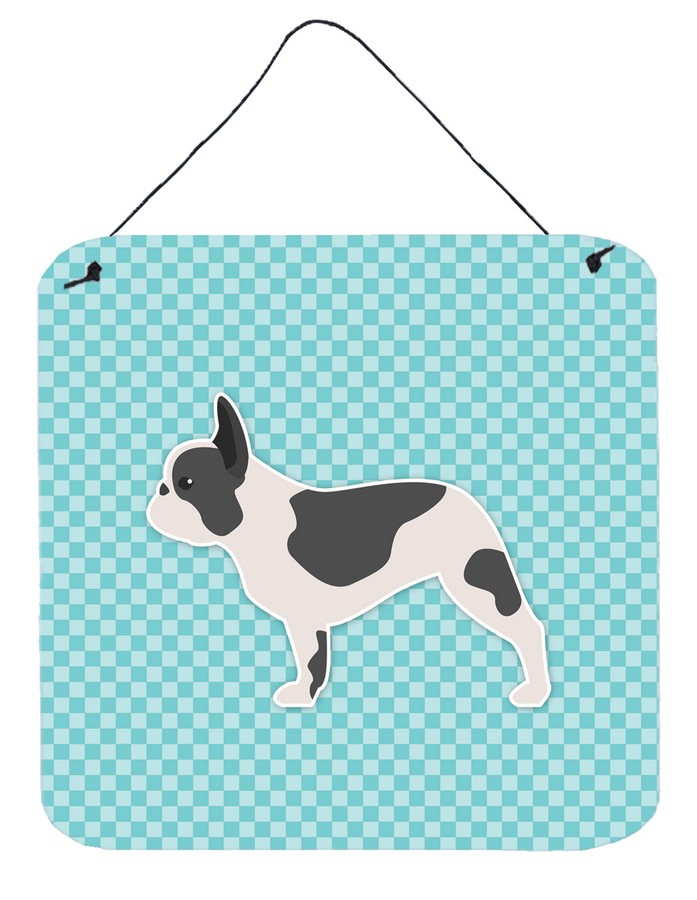 French Bulldog Checkerboard Blue Wall or Door Hanging Prints
