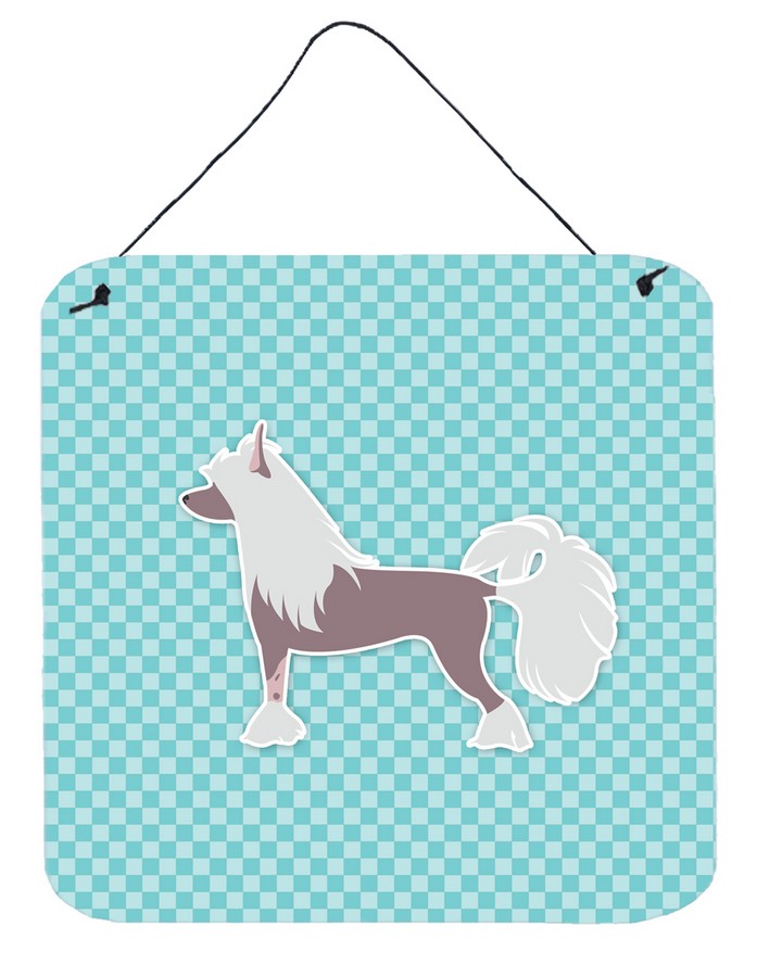 Chinese Crested Checkerboard Blue Wall or Door Hanging Prints