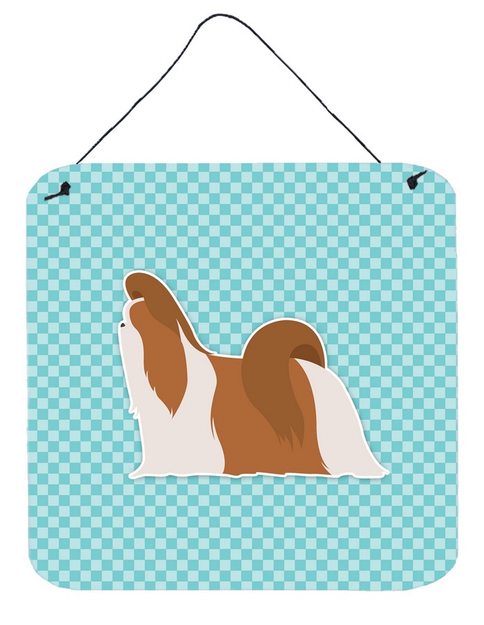 Shih Tzu Checkerboard Blue Wall or Door Hanging Prints