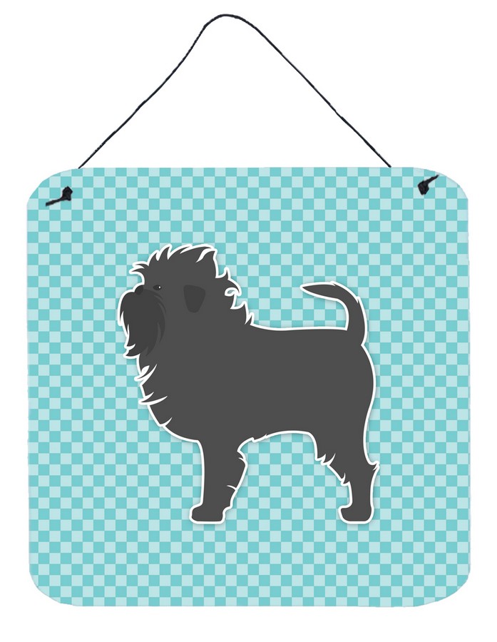 Affenpinscher Checkerboard Blue Wall or Door Hanging Prints