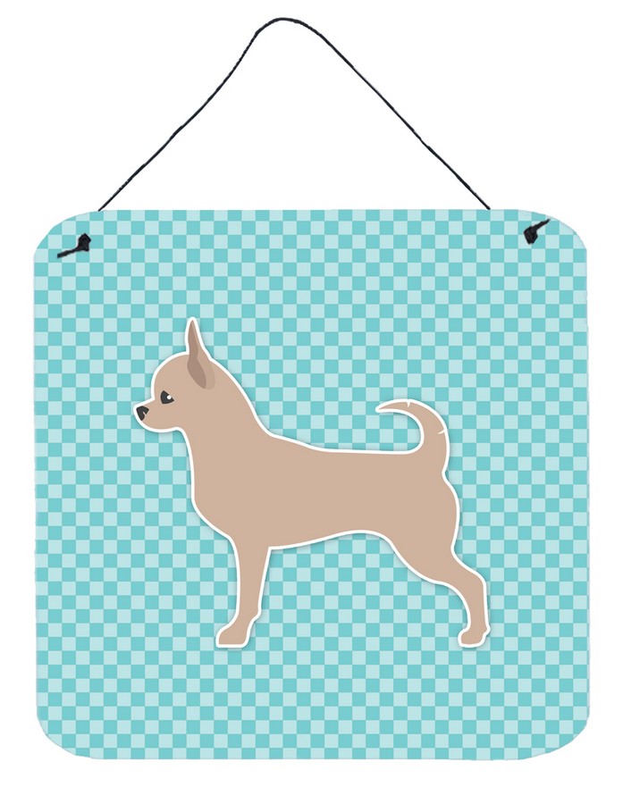 Chihuahua Checkerboard Blue Wall or Door Hanging Prints