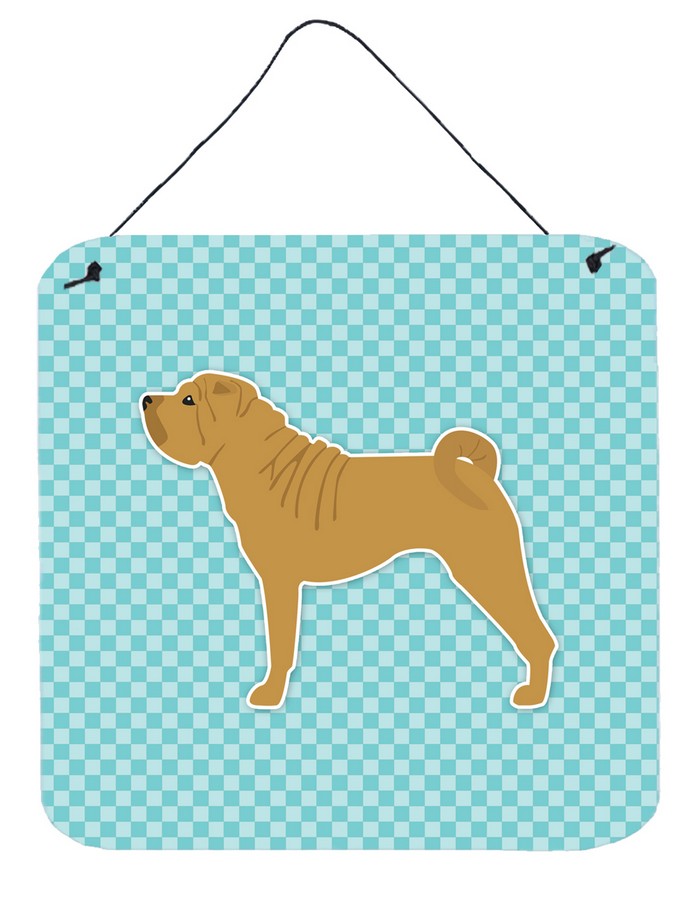 Shar Pei Checkerboard Blue Wall or Door Hanging Prints