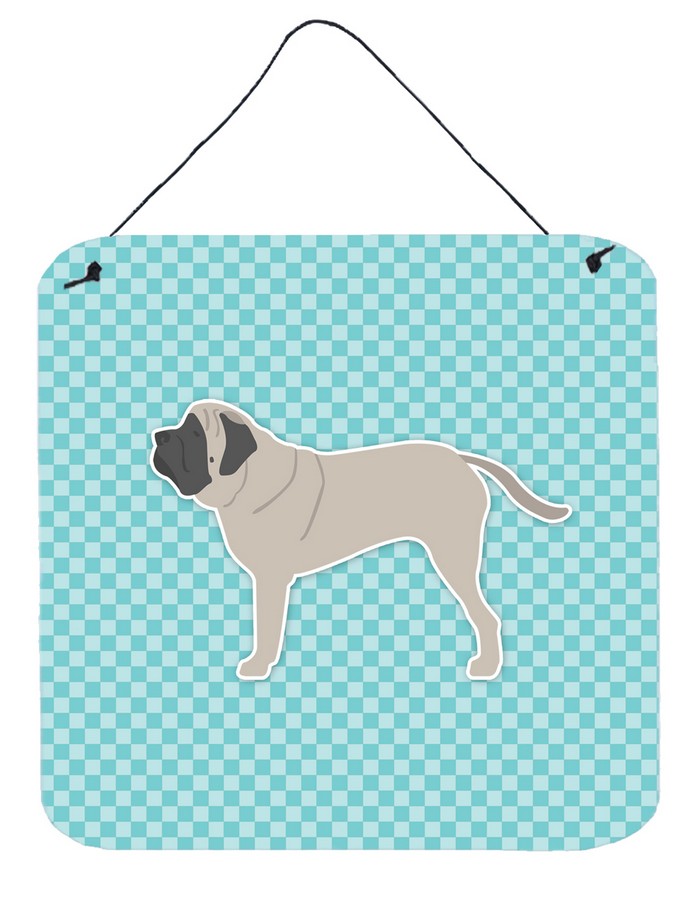 English Mastiff Checkerboard Blue Wall or Door Hanging Prints