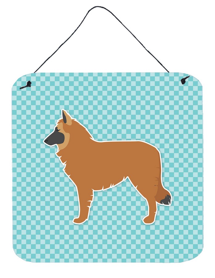 Belgian Shepherd Checkerboard Blue Wall or Door Hanging Prints