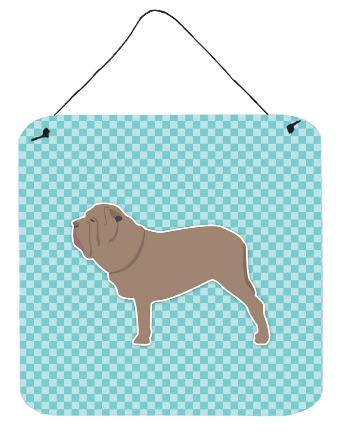 Neapolitan Mastiff Checkerboard Blue Wall or Door Hanging Prints