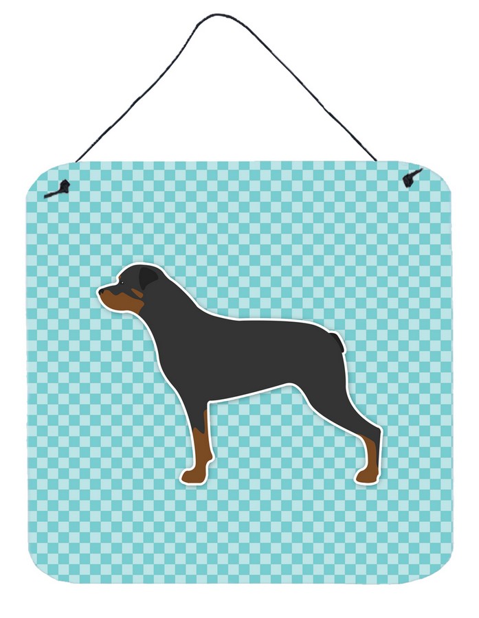Rottweiler Checkerboard Blue Wall or Door Hanging Prints