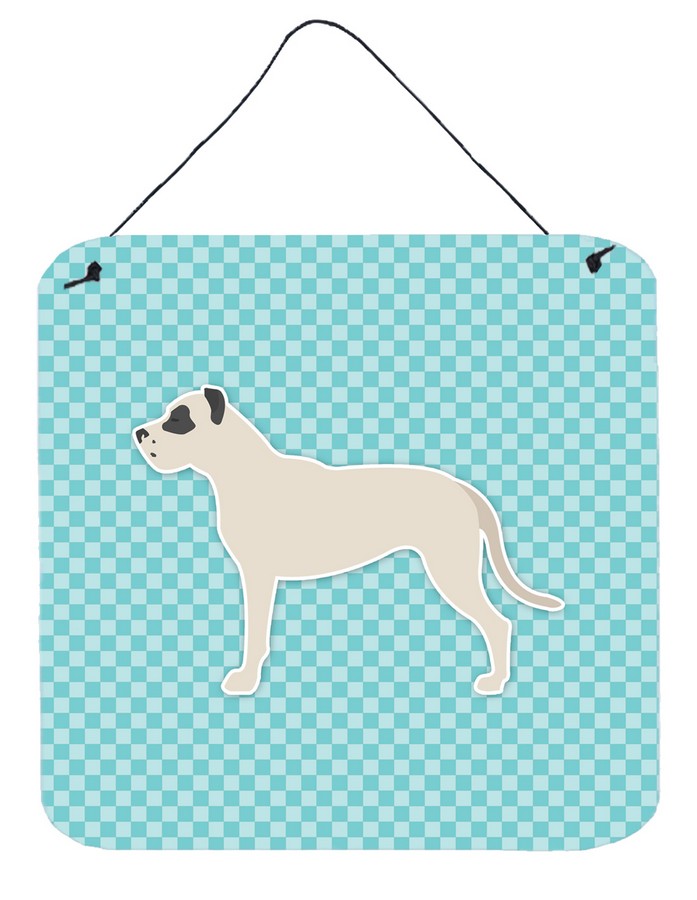 Dogo Argentino Checkerboard Blue Wall or Door Hanging Prints