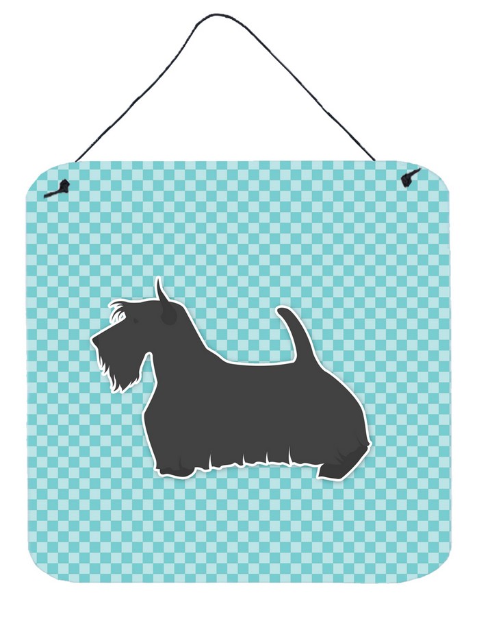 Scottish Terrier Checkerboard Blue Wall or Door Hanging Prints