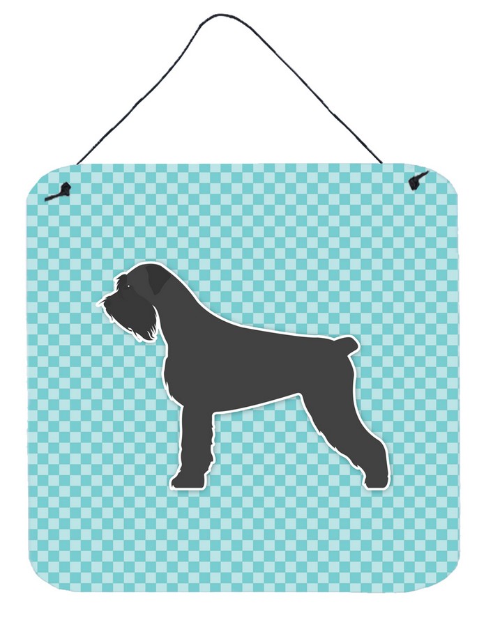 Giant Schnauzer Checkerboard Blue Wall or Door Hanging Prints
