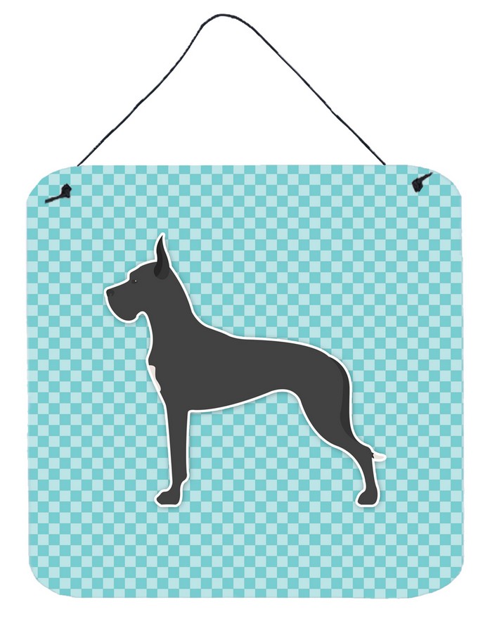 Great Dane Checkerboard Blue Wall or Door Hanging Prints