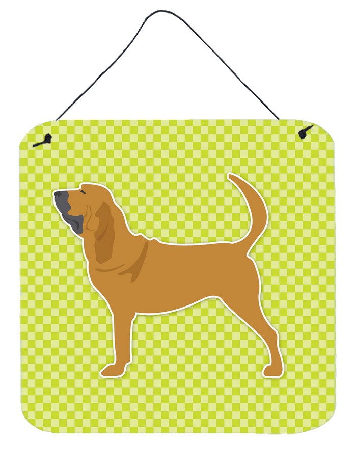 Bloodhound Checkerboard Green Wall or Door Hanging Prints