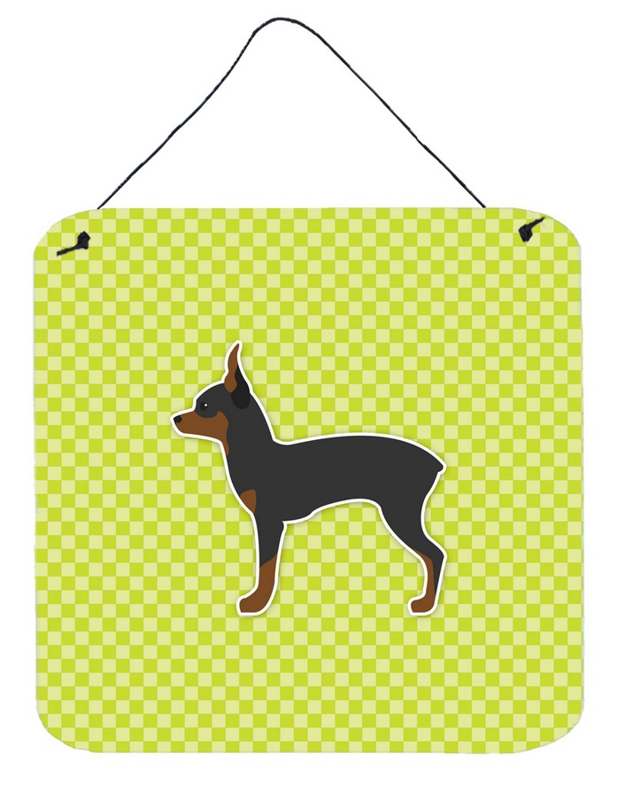 Toy Fox Terrier Checkerboard Green Wall or Door Hanging Prints