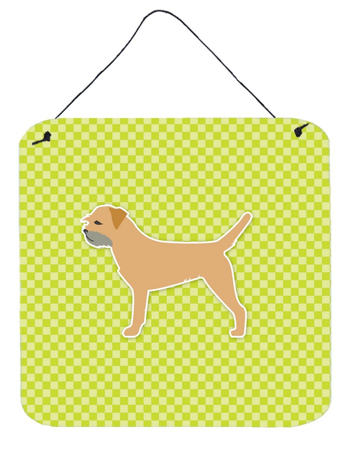 Border Terrier Checkerboard Green Wall or Door Hanging Prints